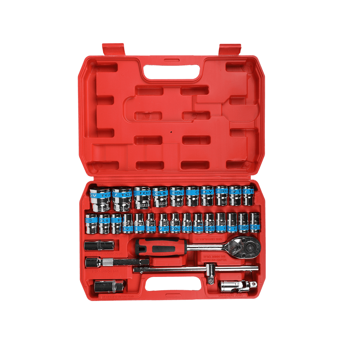 32pcs 1/2 In.  Drive Metric Impact Socket Wrench Set Automobile Box Hand Tool  Auto Repair Tools Set