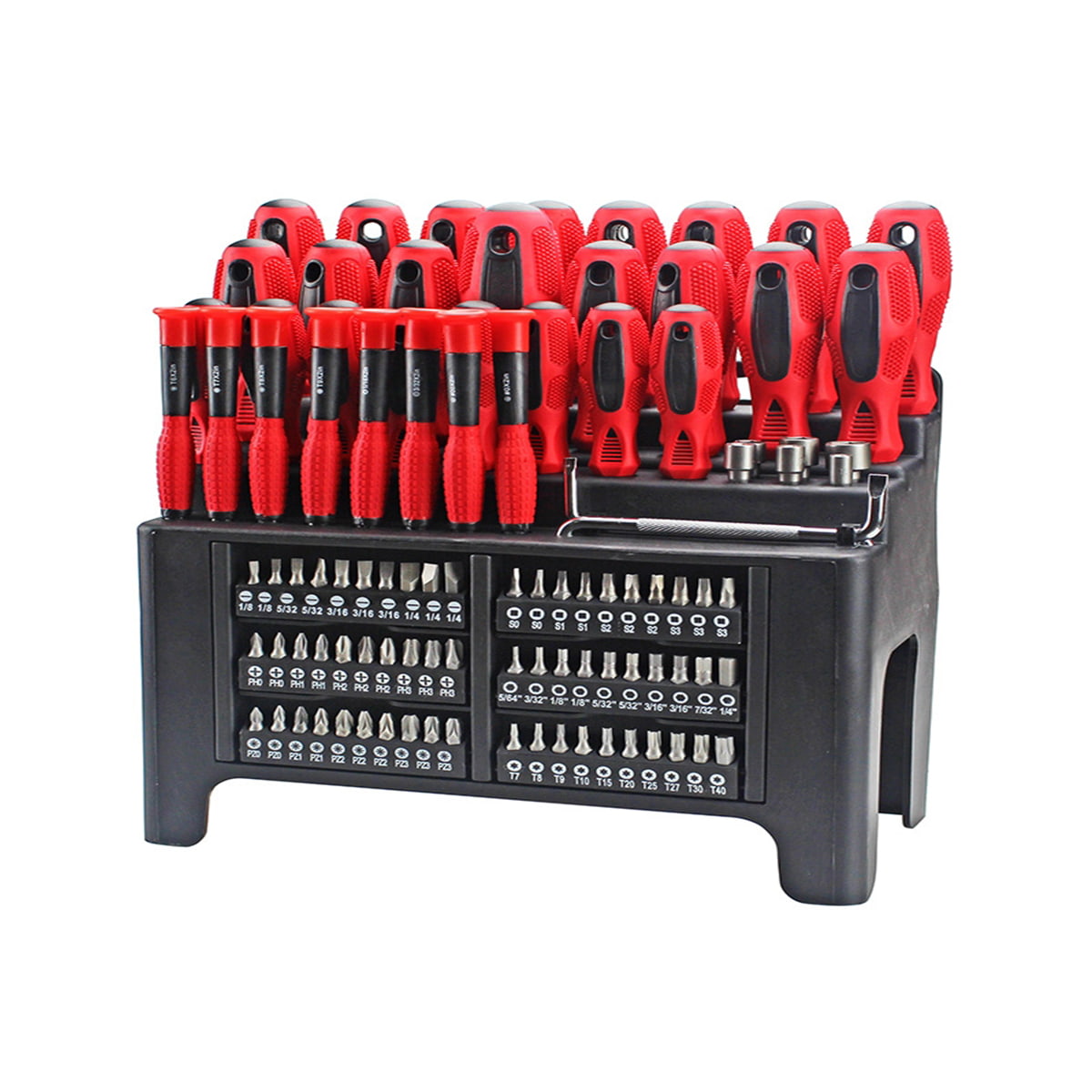 102pc Multi Purpose HouseHold Screwdriver and Precision Screwdriver Set with Plastic Rack