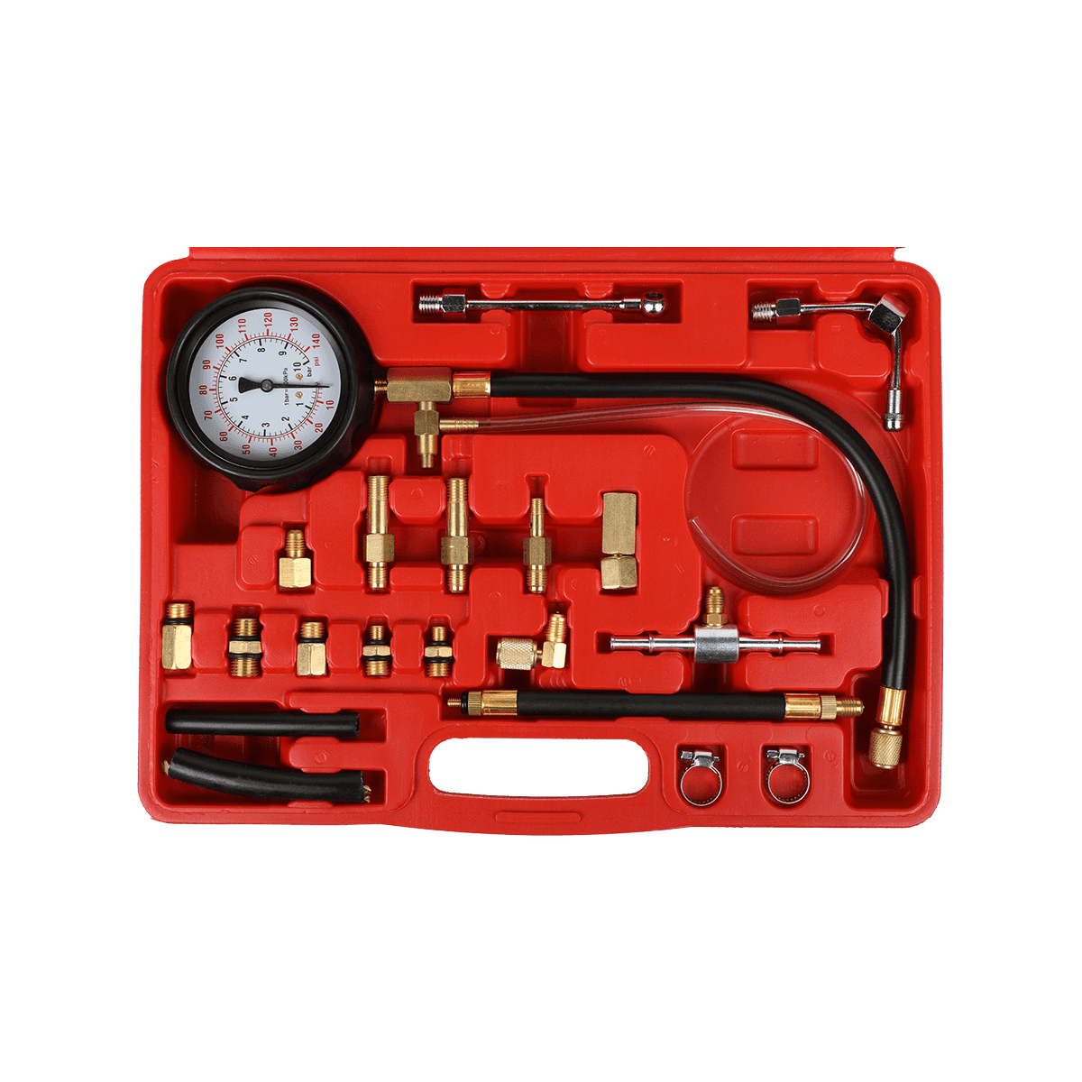 TU-114 Auto Fuel Pressure Tester Full Set Engine Service Tool Multi-port Fuel Injection Pressure Test Kit