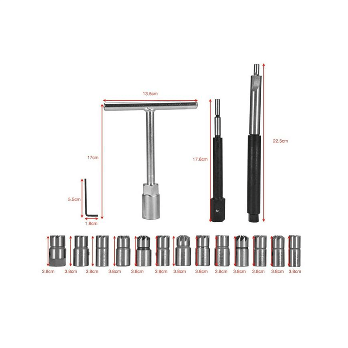 17pcs Diesel Injector Seat Cutter Cleaner Universal Re-Face Reamer Tool Set